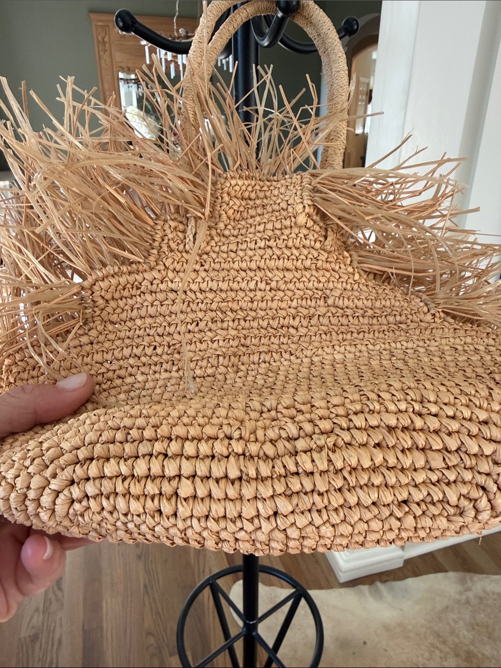 Woven Fringe Tote Bag in Natural - Picture 3 of 4
